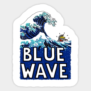 Blue Wave (After Hokusai) (With Text) Sticker